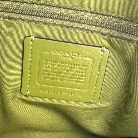 Coach Leather Tote Bag, style F58846, lime green - Picture 2 of 15